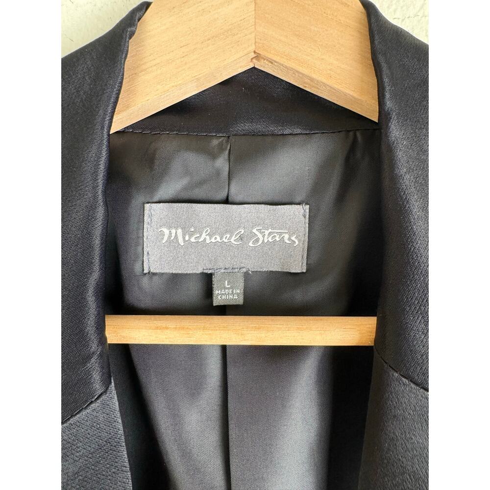 Michael Stars Black Satin Single Breasted Blazer Large - Picture 9 of 12